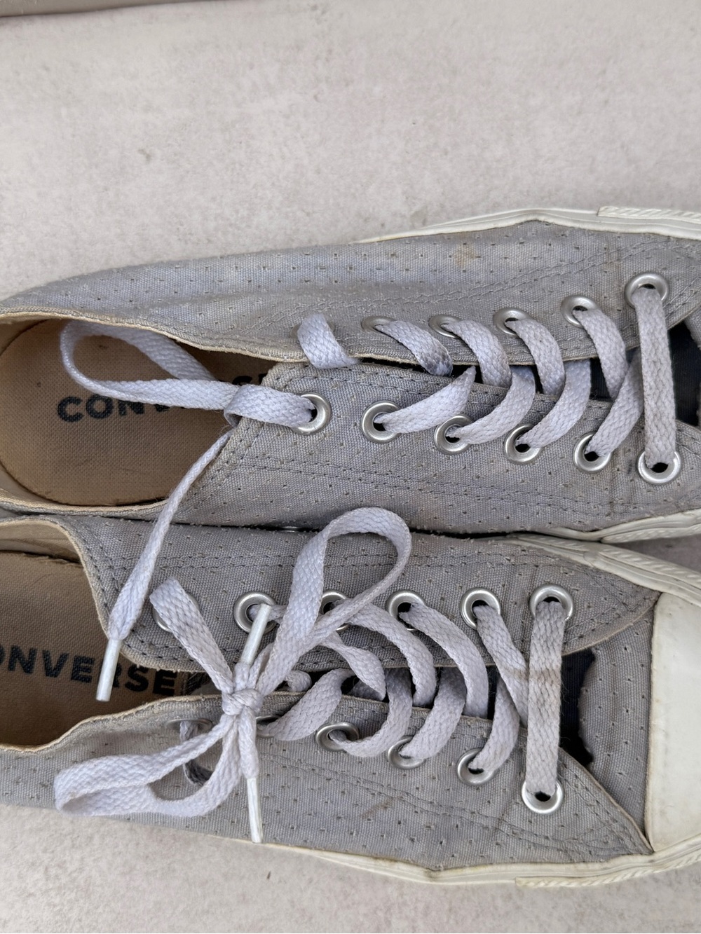 Vintage Converse Chuck Taylors. Light Blue Grey Canvas Low-Tops. - Picture 2 of 5